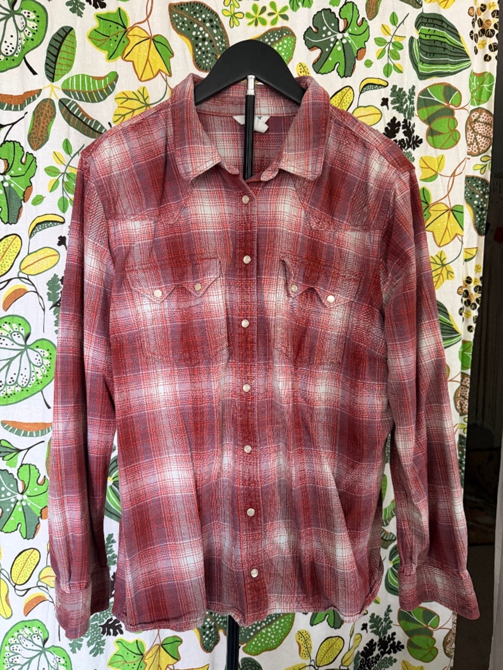 Duluth Trading Co Red Plaid Snap Front Flannel Shirt XL